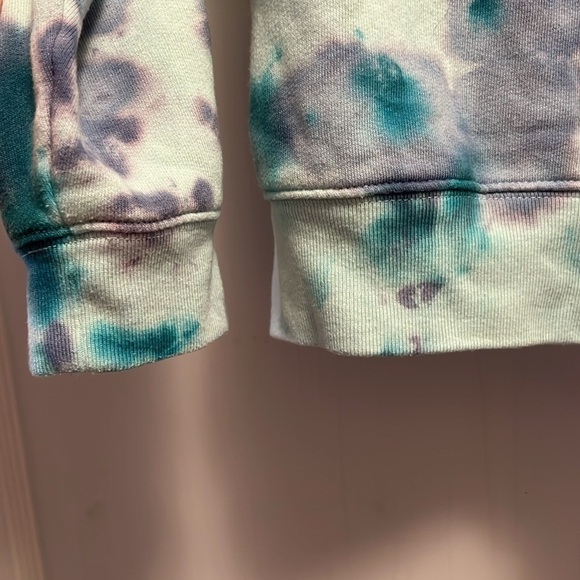 Pink Victorias Secret Baby Blue Off the Shoulder Tie Dye Sweatshirt EUC It#C56 - Picture 5 of 15